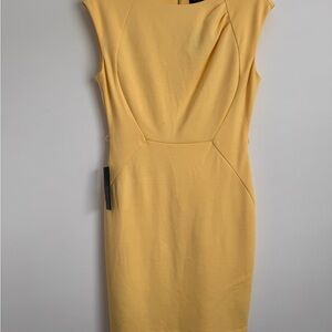 The Limited Yellow Sheath Dress Cap Sleeve